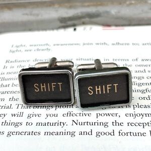 Elegant Shitf vintage typewriter key Black Cufflinks